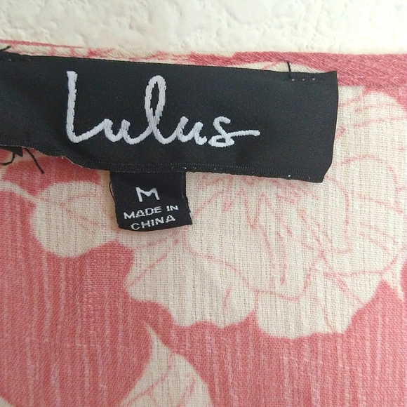 NWT Lulu's Wild Winds Pink Floral Print High-Low Wrap Romantic Dress Size Medium - Picture 11 of 11